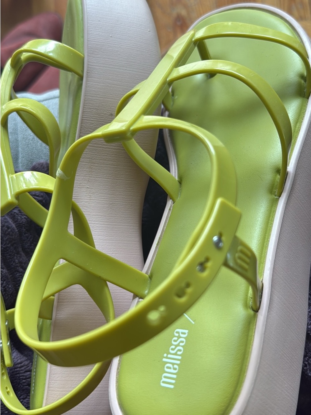 Melissa Bright Lime Green Strappy Sandals - Picture 4 of 4